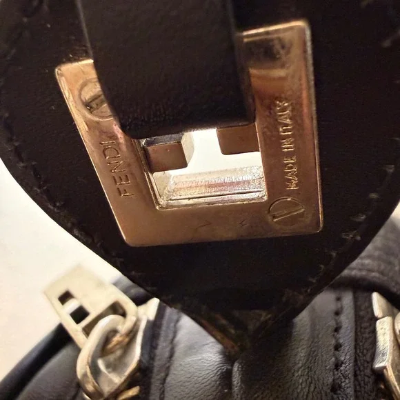 Vintage Fendi Zucca Zucchino Canvas Baguette Bag Black FF Monogram Double Zip - Picture 10 of 15